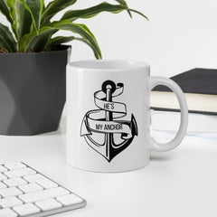 Jesus He's my Anchor Ceramic White glossy mug gift for Christian or Easter