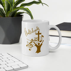 Hallelujah Church Choir Ceramic White glossy mug gift for someone who sings in Church