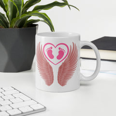 Pink Angel Wings Ceramic White glossy mug Baby Girl Loss Loss of Child Miscarriage