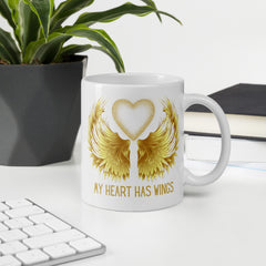 My Heart has Wings Ceramic White glossy mug Personal Loss Death of Loved One