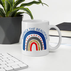 America the Beautiful Ceramic White glossy mug with handle