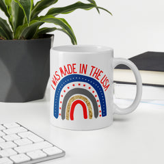 Patriotic Made in America Ceramic White glossy mug with handle