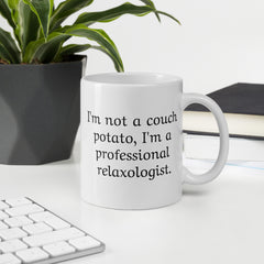 Funny Couch Potato White Ceramic Mug for someone who loves to relax Relaxologist