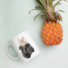 Black Cane Corso Happy Easter Bunny White Ceramic glossy mug gift for Cane Corso Owner Lover