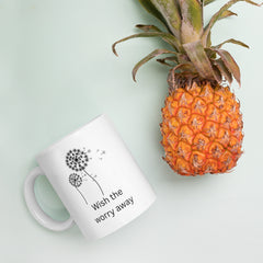 Dandelion Seeds Wishes Ceramic White glossy mug gift for someone who has worries