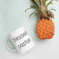 Blessed Pastor Ceramic White glossy mug gift for church pastor