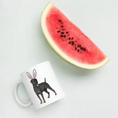 Rottweiler Happy Easter Bunny White Ceramic glossy mug gift for Easter Rottie Dog Lover