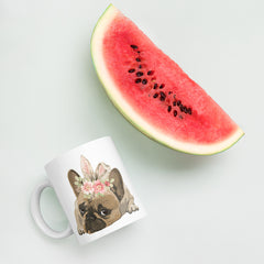 French Bulldog Happy Easter Bunny White Ceramic glossy mug gift for French Bulldog dog lover