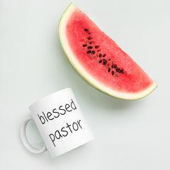 Blessed Pastor Ceramic White glossy mug gift for church pastor