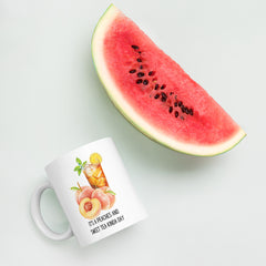 Peaches and Sweet Tea Ceramic White glossy mug with handle