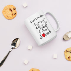 Funny Mug Best Cow Mom Heart 15oz Ceramic glossy mug gift for someone who loves cows Valentine's Day Mother's Day