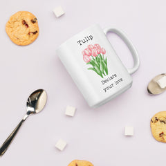 Victorian Flower Language Tulip Declare your Love White Ceramic Mug for someone you love