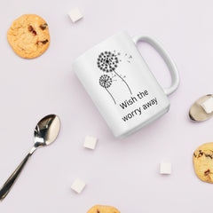 Dandelion Seeds Wishes Ceramic White glossy mug gift for someone who has worries