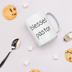 Blessed Pastor Ceramic White glossy mug gift for church pastor