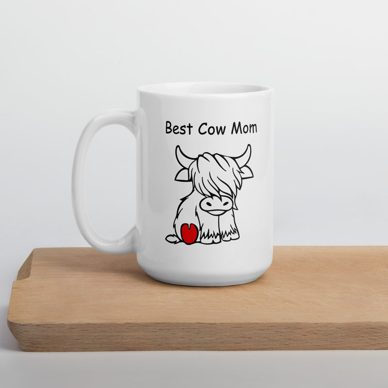 Funny Mug Best Cow Mom Heart 15oz Ceramic glossy mug gift for someone who loves cows Valentine's Day Mother's Day