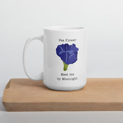 Victorian Flower Language Pea Flower Meet me by Moonlight White Ceramic Mug