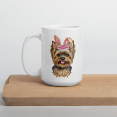 Yorkie Easter Bunny Ceramic White glossy mug gift for Yorkshire Terrier