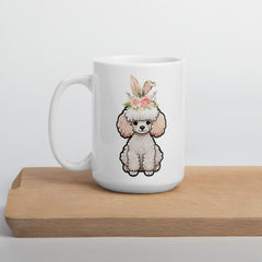 Toy Poodle Happy Easter Bunny White Ceramic glossy mug gift for Easter Poodle Dog Lover