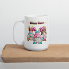 Easter Gnomes Happy Easter Bunny Ceramic White glossy mug gift for Easter gift for someone who loves gnomes