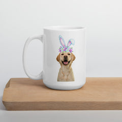 Yellow Labrador Happy Easter Bunny Ceramic White Glossy Mug gift for Yellow Lab dog lover