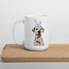 Dalmation Happy Easter Bunny White Ceramic glossy mug gift for Dalmation dog lover owner