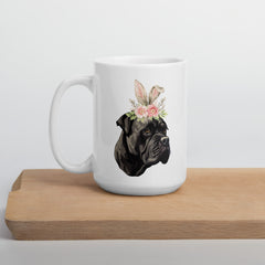 Black Cane Corso Happy Easter Bunny White Ceramic glossy mug gift for Cane Corso Owner Lover