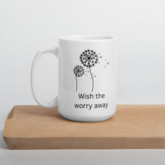 Dandelion Seeds Wishes Ceramic White glossy mug gift for someone who has worries