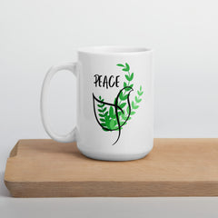 Peace Dove Olive Branch White ceramic glossy mug for Christian Noahs Ark Bible story