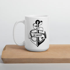 Jesus He's my Anchor Ceramic White glossy mug gift for Christian or Easter