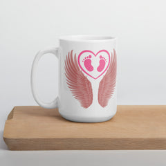 Pink Angel Wings Ceramic White glossy mug Baby Girl Loss Loss of Child Miscarriage