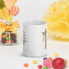 Easter Jesus He Has Risen Cross Ceramic White glossy mug