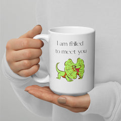 Funny Frilled Lizard White 15oz Ceramic Mug gift for someone who loves lizards reptiles