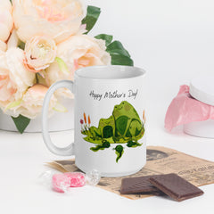 Hoppy Mother's Day Frog and Tadpole White Ceramic 15oz Mug Happy Mother's Day gift for Mothers Day