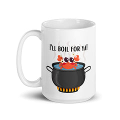 Funny Mug Crab Boil 15oz Ceramic White glossy mug gift for someone who loves crabs gift for birthday