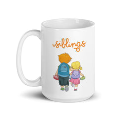 Siblings Ceramic 15oz White glossy mug gift for brother sister National Siblings Day