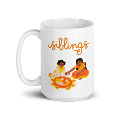 Siblings East Indian Ceramic 15oz White glossy mug gift for brother sister National Siblings Day