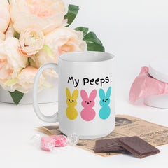 My Peeps Bunny Easter White Ceramic glossy mug gift for Easter gift for friends