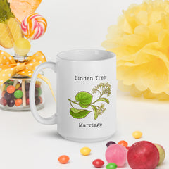 Victorian Flower Language Linden Tree Marriage White Ceramic glossy mug gift