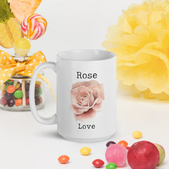 Victorian Flower Language Rose Love Ceramic White glossy mug gift for someone you love