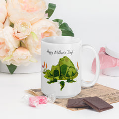 Hoppy Mother's Day Frog and Tadpole White Ceramic 15oz Mug Happy Mother's Day gift for Mothers Day