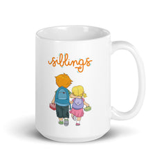 Siblings Ceramic 15oz White glossy mug gift for brother sister National Siblings Day