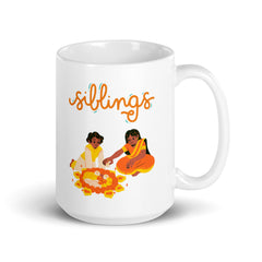 Siblings East Indian Ceramic 15oz White glossy mug gift for brother sister National Siblings Day