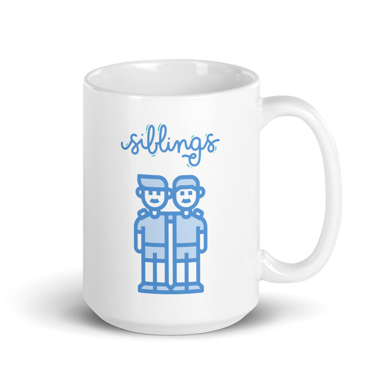 Siblings Brothers 15oz White glossy mug gift for brother sister National Siblings Day