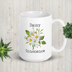 Victorian Flower Language Daisy Innocence White Ceramic glossy mug