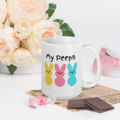 My Peeps Bunny Easter White Ceramic glossy mug gift for Easter gift for friends