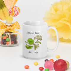 Victorian Flower Language Linden Tree Marriage White Ceramic glossy mug gift