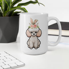 Toy Poodle Happy Easter Bunny White Ceramic glossy mug gift for Easter Poodle Dog Lover