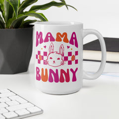 Mama Bunny Easter Happy Easter Bunny White Ceramic Glossy Mug gift for mom Mother's Day