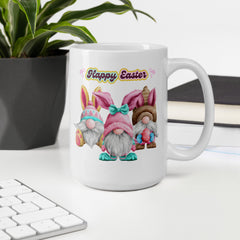 Easter Gnomes Happy Easter Bunny Ceramic White glossy mug gift for Easter gift for someone who loves gnomes