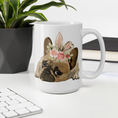 French Bulldog Happy Easter Bunny White Ceramic glossy mug gift for French Bulldog dog lover